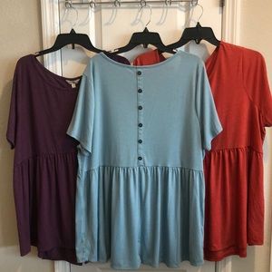 VGU Terra & Sky Babydoll Top Lot of 3